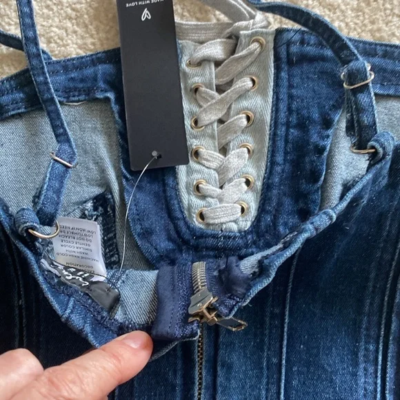 Lulus NWT denim crop top XS - Picture 5 of 8